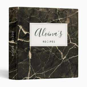 Elegant black marble Recipe cookbook Binder