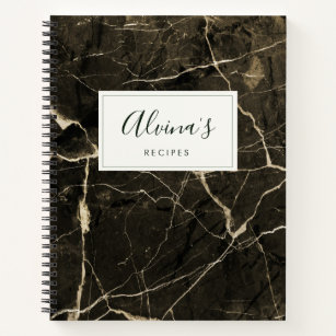 Elegant black marble Recipe cooking Notebook