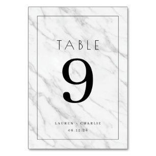 Elegant Black Marble Table Number Sign