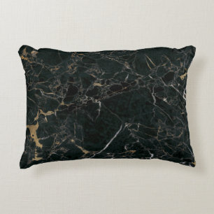 Elegant Black Marble: Textured Background Accent Pillow