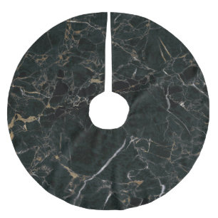 Elegant Black Marble: Textured Background Brushed Polyester Tree Skirt