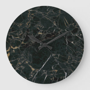 Elegant Black Marble: Textured Background Large Clock