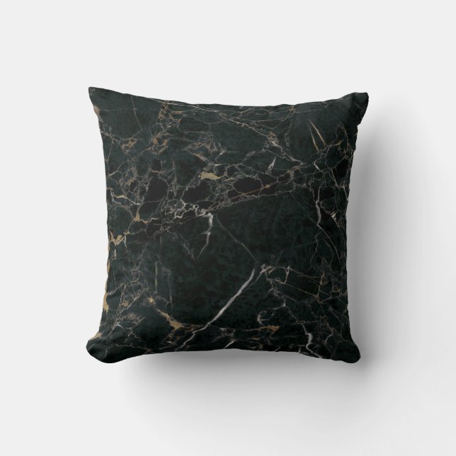 Elegant Black Marble: Textured Background Throw Pillow (Front)