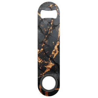 Elegant Black Marble with Gold Veins Modern Art Bar Key