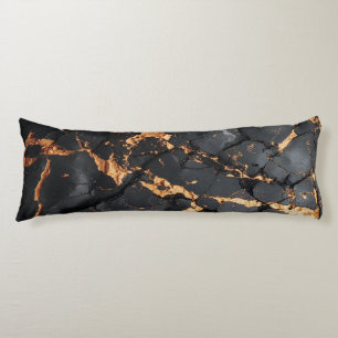 Elegant Black Marble with Gold Veins Modern Art Body Pillow