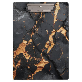 Elegant Black Marble with Gold Veins Modern Art Clipboard