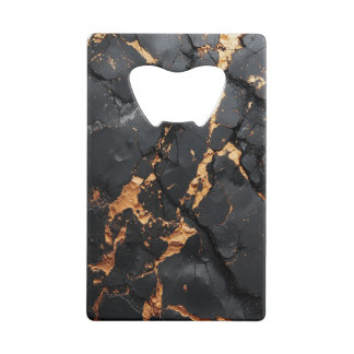 Elegant Black Marble with Gold Veins Modern Art Credit Card Bottle Opener
