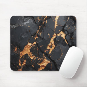 Elegant Black Marble with Gold Veins Modern Art Mouse Pad