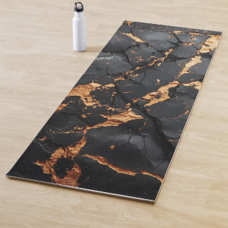 Elegant Black Marble with Gold Veins Modern Art Yoga Mat
