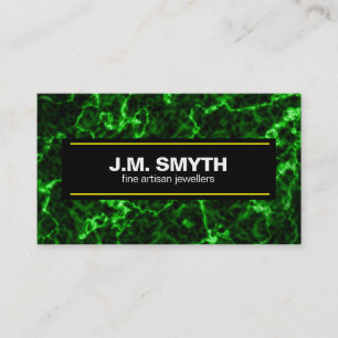 Elegant Black Marble with Phosphorus Green Veins Business Card