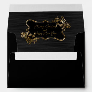 Elegant Black Metallic Faux Gold Art Deco Envelope