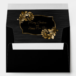 Elegant Black Metallic Faux Gold Art Deco Envelope
