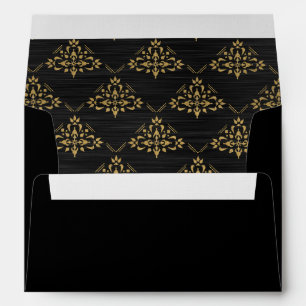 Elegant Black Metallic Faux Gold Art Deco Envelope