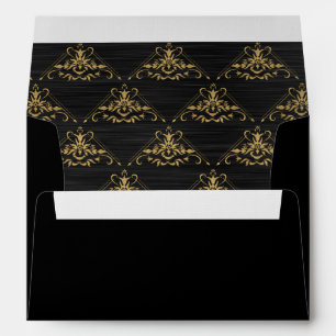 Elegant Black Metallic Faux Gold Art Deco Envelope