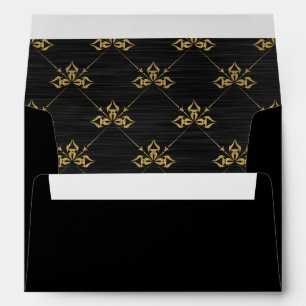 Elegant Black Metallic Faux Gold Art Deco Envelope