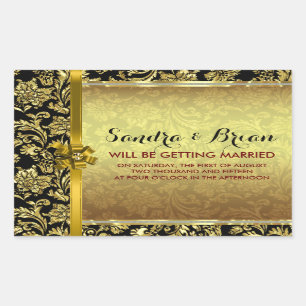 Elegant Black & Metallic Gold Damasks Sticker
