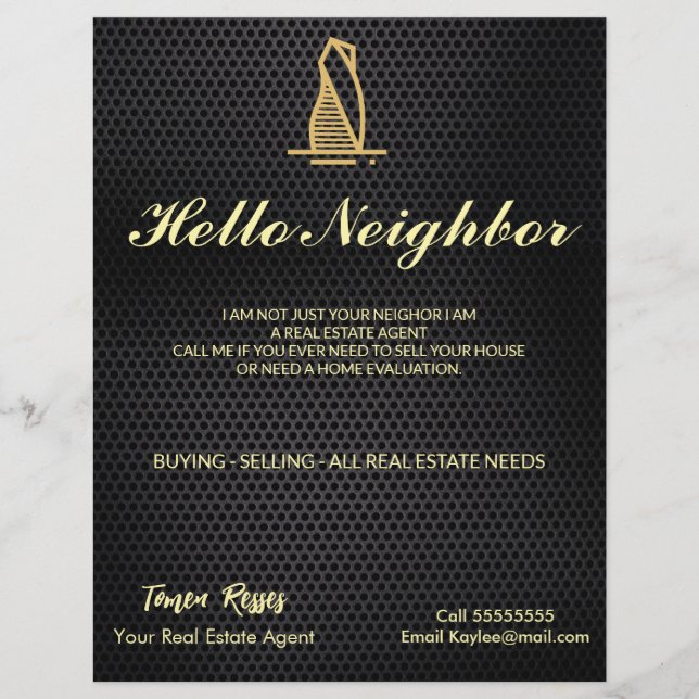 Elegant  Black  Metallic Real Estate Flyer (Front)