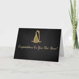 Elegant Black Metallic Real Estate Thank You Card
