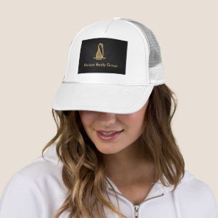    Elegant Black Metallic Real Estate Trucker Hat