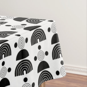 Elegant Black Mid Century Mod Arch Lines Tablecloth