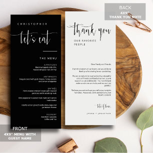Elegant Black Minimal Thank You Placecard Menu