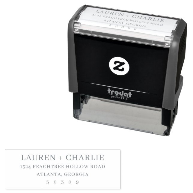 Elegant Black Minimalist Address Self-inking Stamp (In Situ)