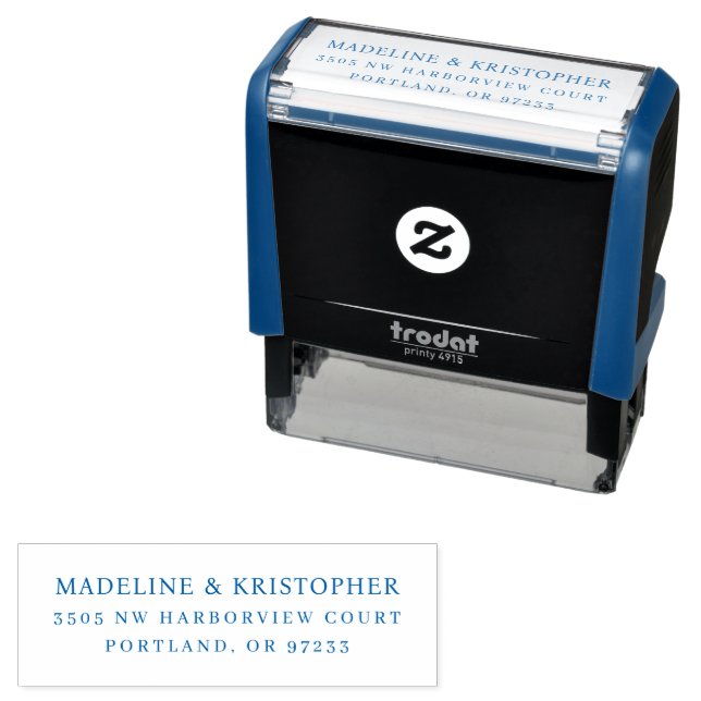 Elegant Black Minimalist Address Self-inking Stamp (In Situ)