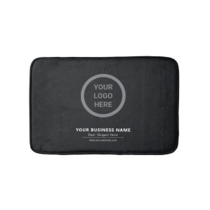 Elegant Black Minimalist Business Logo Promotional Bath Mat