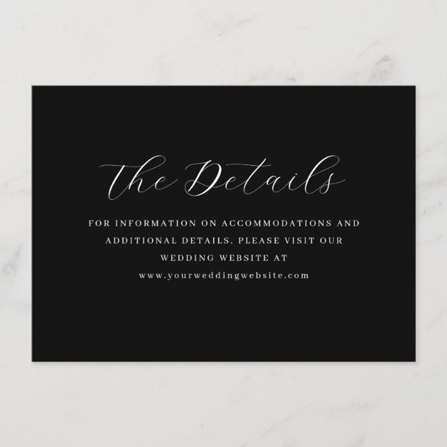Elegant Black Minimalist Calligraphy Enclosure Card (Front)