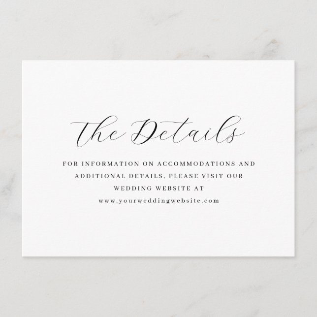 Elegant Black Minimalist Calligraphy Enclosure Card (Front)