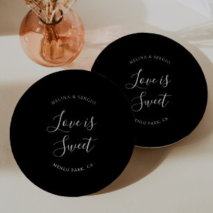 Elegant Black Minimalist Calligraphy Wedding Paper Plate