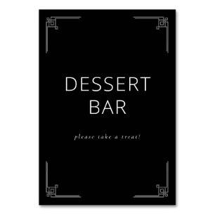 Elegant Black Minimalist Dessert Bar Sign Table Number