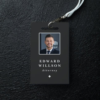 Elegant Black Minimalist ID Barcode Business  Badge