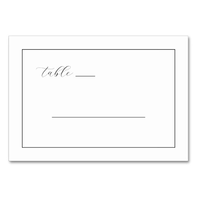 Elegant Black Minimalist Lines Table Number (Front)