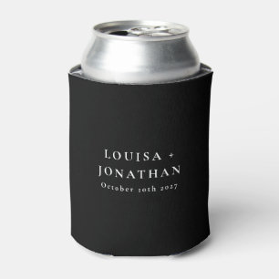 Elegant Black Minimalist Personalized Wedding Can Cooler