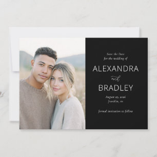 Elegant Black Minimalist Photo Save The Date