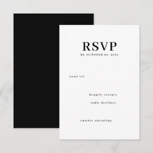 Elegant Black Minimalist RSVP Card