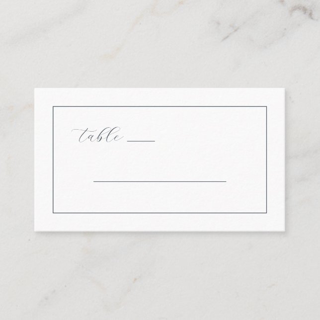 Elegant Black Minimalist Table Sign Place Card (Front)