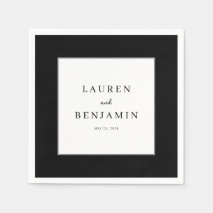 Elegant Black Minimalist Typographic Napkin