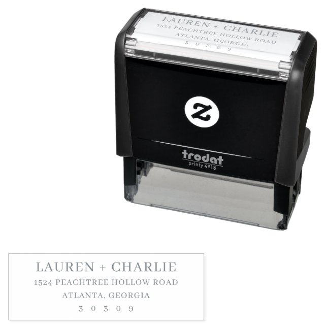 Elegant Black Minimalist Typographic Self-inking Stamp (In Situ)