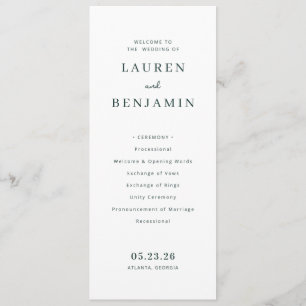 Elegant Black Minimalist Wedding Ceremony Program