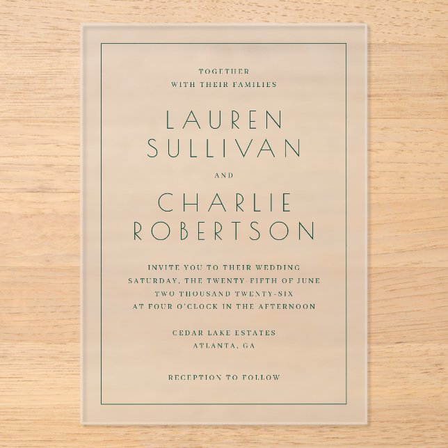 Elegant Black Minimalist Wedding Invitation (Front)