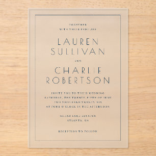 Elegant Black Minimalist Wedding Invitation