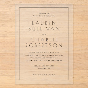 Elegant Black Minimalist Wedding Invitation