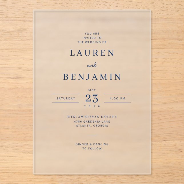 Elegant Black Minimalist Wedding Invitation (Recto)