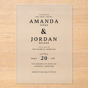 Elegant Black Minimalist Wedding Invitation