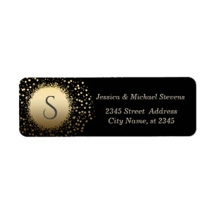 Elegant black modern faux gold confetti wedding
