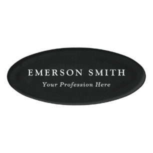 Elegant black modern minimalist name tag