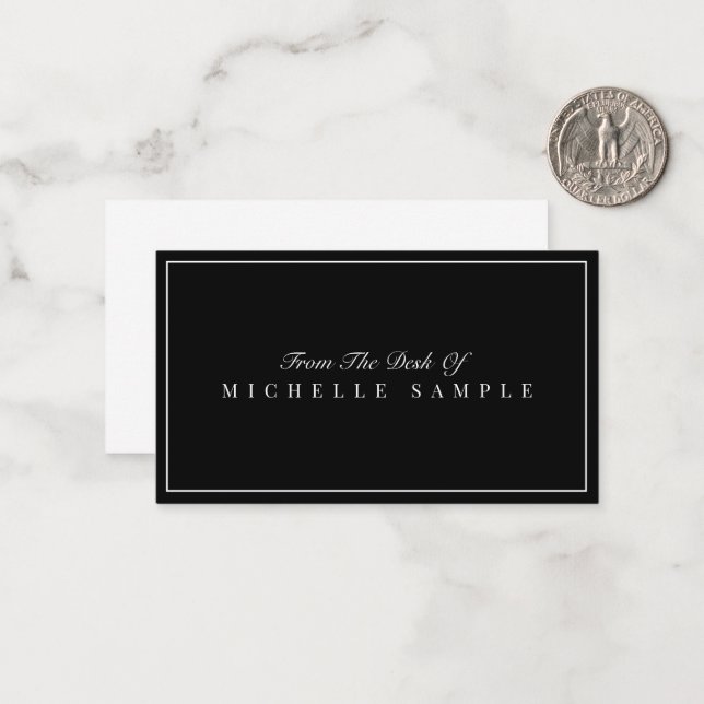 Elegant Black Modern Personalized Office Name Card (Front/Back In Situ)