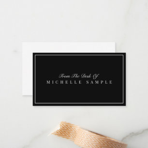 Elegant Black Modern Personalized Office Name Card